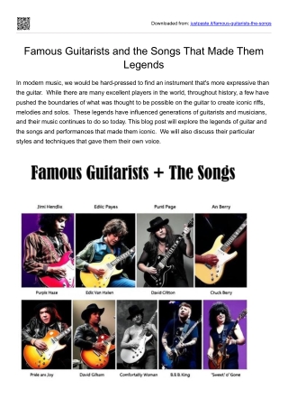 Top 10 Famous Guitarists and Their Songs