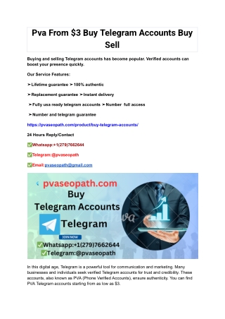 Pva From $3 Buy Telegram Accounts Buy Sell
