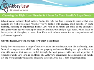 Choosing the Right Law Firm in St Albans for Your Family’s Legal Needs