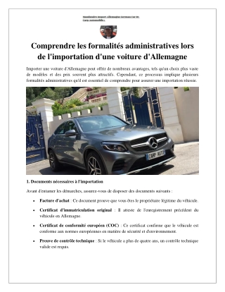 Comprendre les formalités administratives lors de l'importation d'une voiture d'