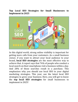 Top Local SEO Strategies for Small Businesses to Implement in 2025
