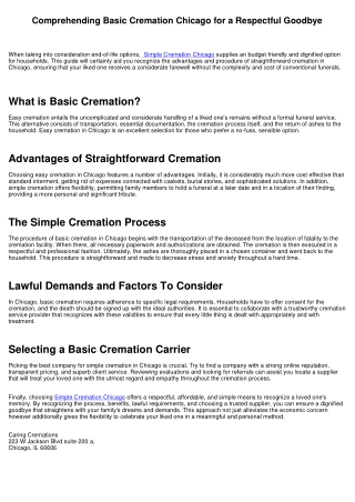Understanding Basic Cremation Chicago for a Respectful Goodbye