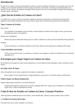 Cómo Evitar las Estafas en Casinos en Línea