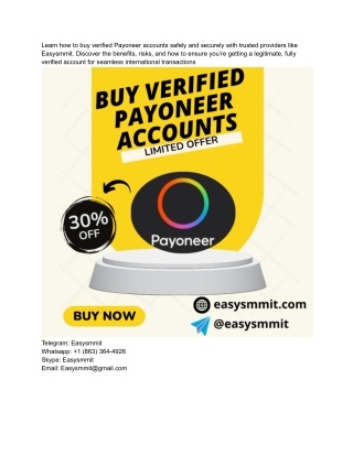 Top 17 Sites To Buy Verified Payoneer Account In This Year 2025