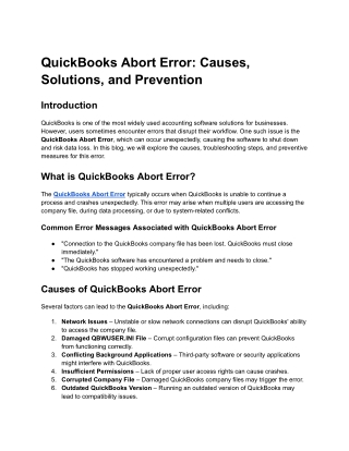 QuickBooks Abort Error_ Causes, Solutions, and Prevention
