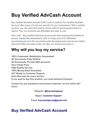Buy Verified AdvCash Account