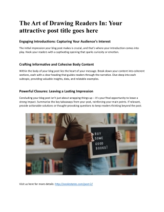 The Art of Drawing Readers In: Your attractive post title goes here