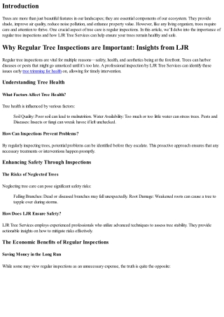 Why Regular Tree Inspections are Important: Insights from LJR