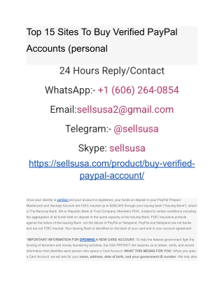 Top 15 Sites To Buy Verified PayPal Accounts (personal