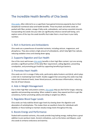 The Incredible Health Benefits of Chia Seeds