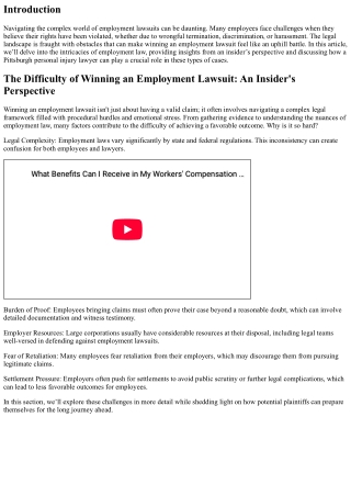 The Difficulty of Winning an Employment Lawsuit: An Insider's Perspective