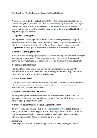 The Benefits of Teeth Alignment Beyond a Beautiful Smile