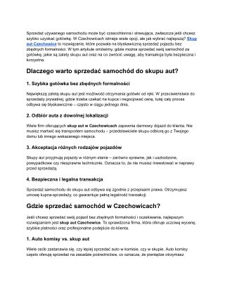 Skup aut w Czechowicach – gdzie sprzedać swój samochód za gotówkę_