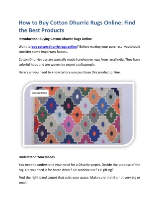 How to Buy Cotton Dhurrie Rugs Online Find the Best Products