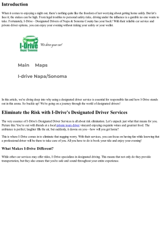 Eliminate the Risk with I-Drive's Designated Driver Services