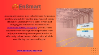 Ensmart Power Introduces Innovative Commercial Energy Storage Solutions to the UK Market