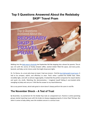 Top 5 Questions Answered About the Redsbaby SKIP 3 Travel Pram