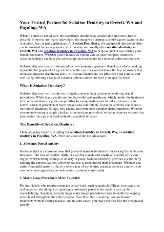 Your Trusted Partner for Sedation Dentistry in Everett