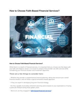 How to Choose Faith-Based Financial Services