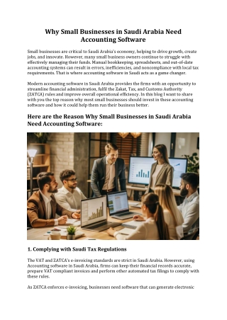 Why Small Businesses in Saudi Arabia Need Accounting Software