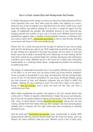 Tea in a Flash Instant Bliss with Readymade Tea Powder