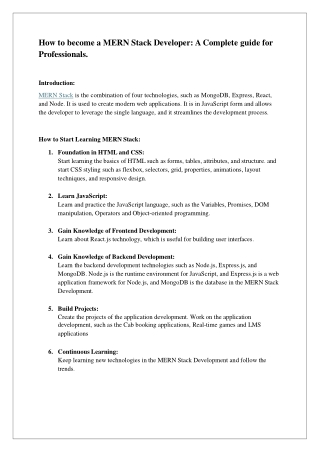How to become a MERN Stack Developer: A Complete guide for Professionals.