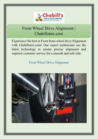 Front Wheel Drive Alignment | Chabillstire.com