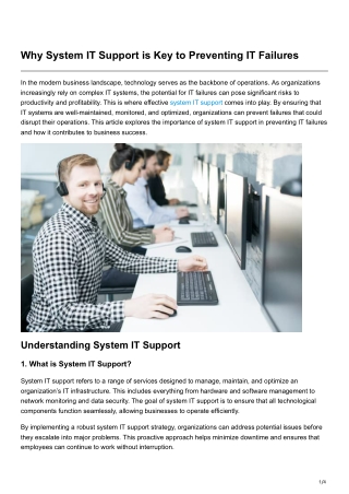 Why System IT Support is Key to Preventing IT Failures