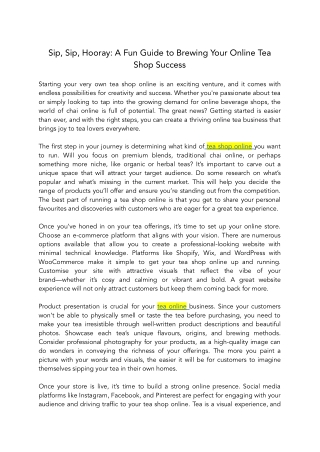 Sip, Sip, Hooray A Fun Guide to Brewing Your Online Tea Shop Success