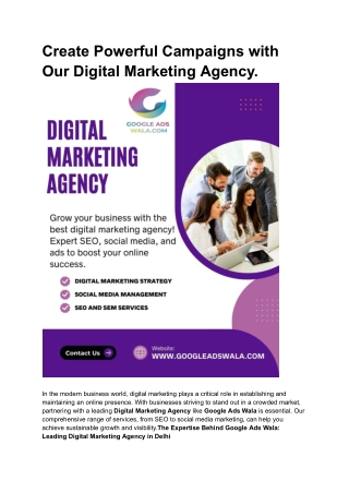 Create Powerful Campaigns with Our Digital Marketing Agency.