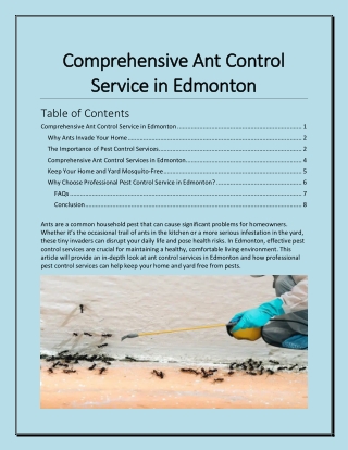 Comprehensive Ant Control Service