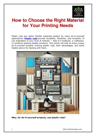 How to Choose the Right Material for Your Printing Needs