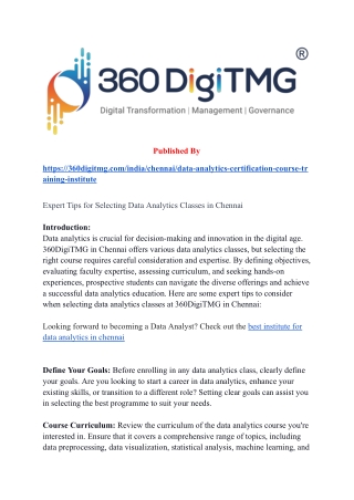 Data Analytics courses in Chennai