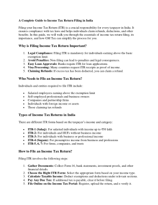 A Complete Guide to Income Tax Return Filing in India