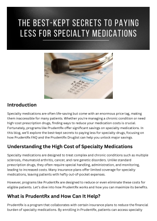 The Best-Kept Secrets to Paying Less for Specialty Medications