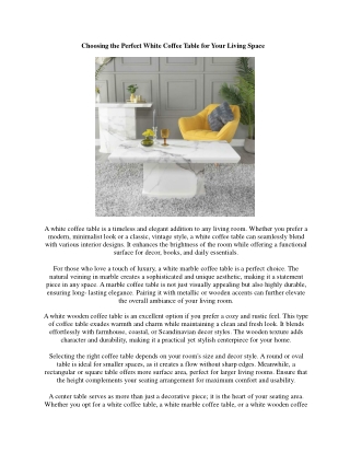 How to Choose the Best White Coffee Table for Your Home