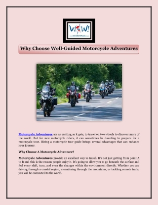 Why Choose Well Guided Motorcycle Adventures