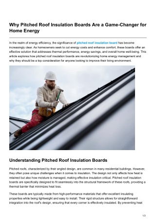 Why Pitched Roof Insulation Boards Are a Game-Changer for Home Energy