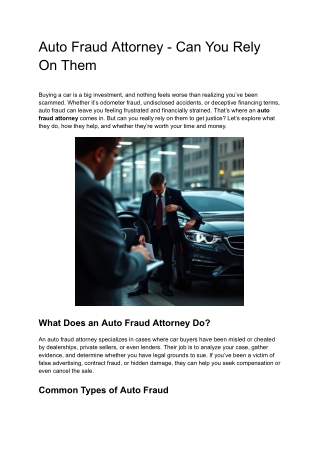 Auto Fraud Attorney - Can You Rely On Them