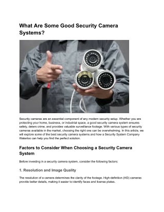 What Are Some Good Security Camera Systems