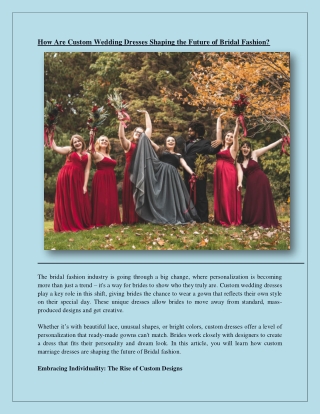 How Are Custom Wedding Dresses Shaping the Future of Bridal Fashion