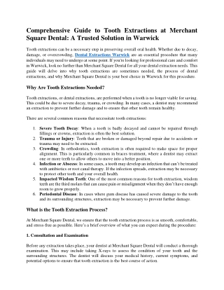 Comprehensive Guide to Tooth Extractions at Merchant Square Dental A Trusted Solution in Warwick