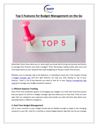 Top 5 Features for Budget Management on the Go