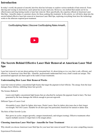 The Secrets Behind Effective Laser Hair Removal at American Laser Med Spa