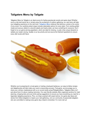 Tailgaters Menu by Tailgate