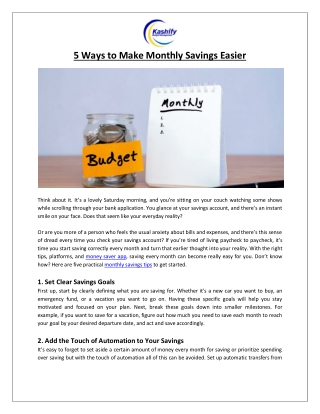 5 Ways to Make Monthly Savings Easier