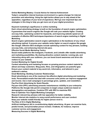 Online Marketing Mastery: Crucial Advice for Internet Achievement