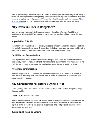 Buy plots in bangalore