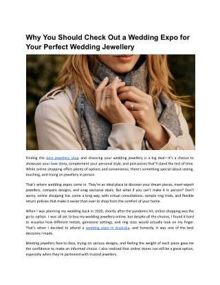 Why You Should Check Out a Wedding Expo for Your Perfect Wedding Jewellery