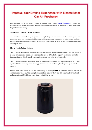 Improve Your Driving Experience with Eleven Scent Car Air Freshener